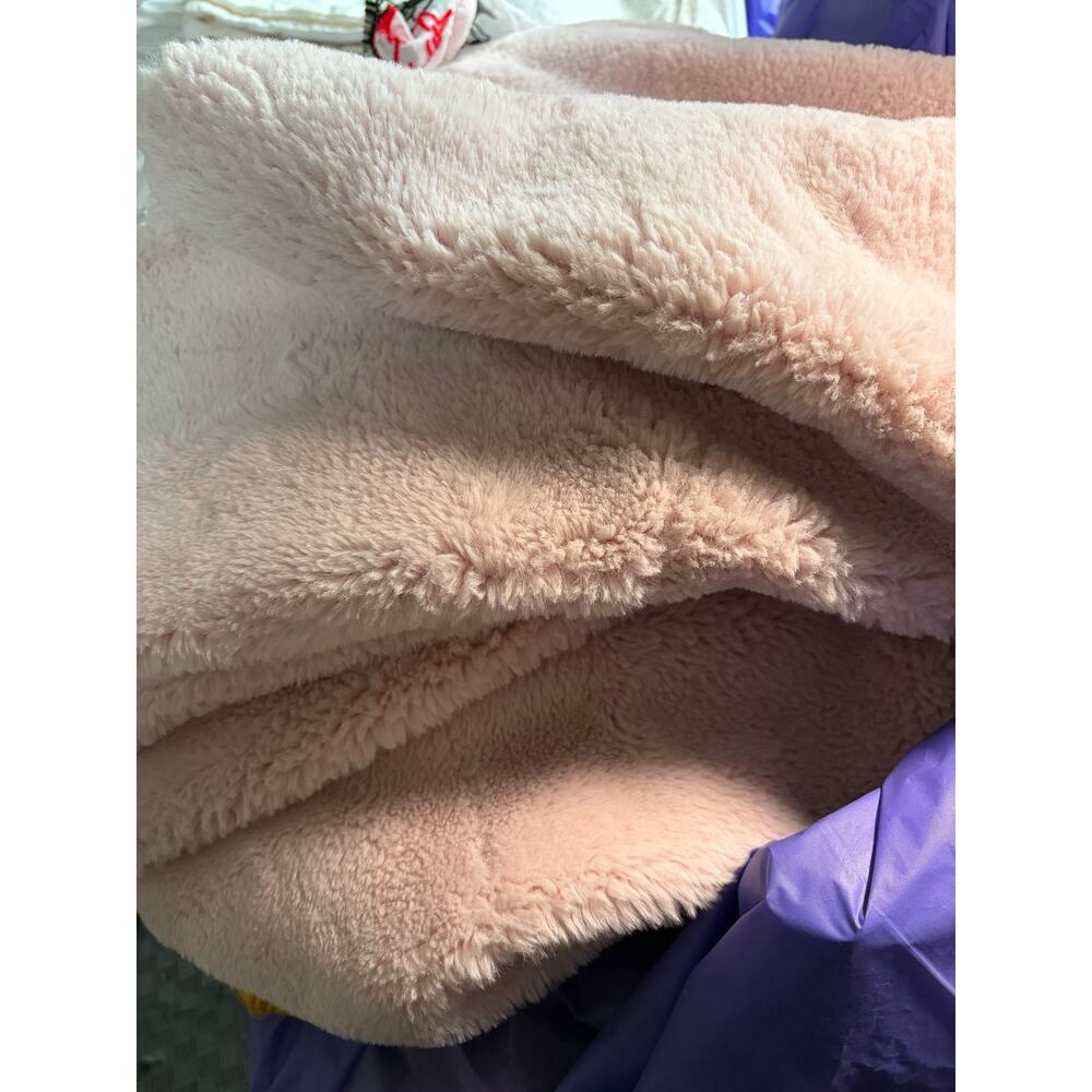 Apparis Faux Fur Throw Blanket, Soft Pink, Approx 58"x48"